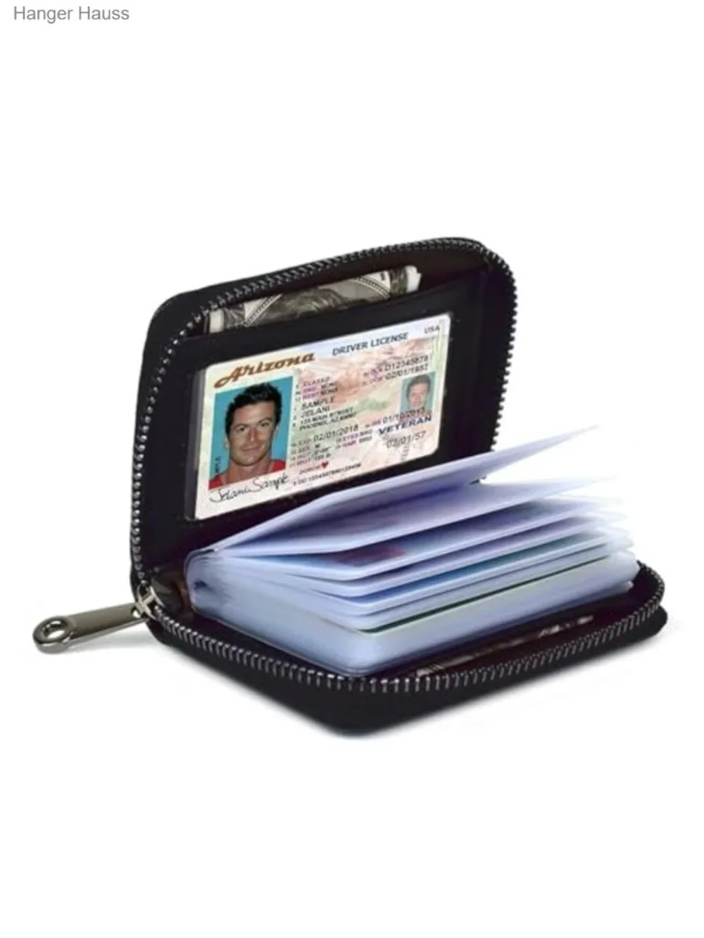 RFID Blocking Genuine Leather Card Holder Wallet 20 Slots Money Organizer
